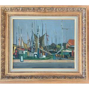 Gustave Camus, The Sailboats In Port. La Rochelle?