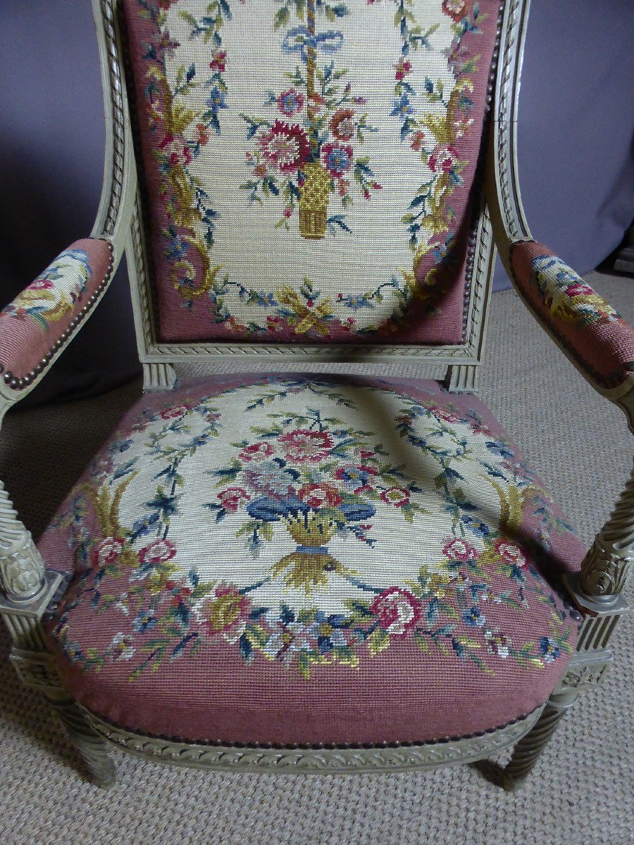 Paire De Fauteuils Style Louis XVI -photo-3