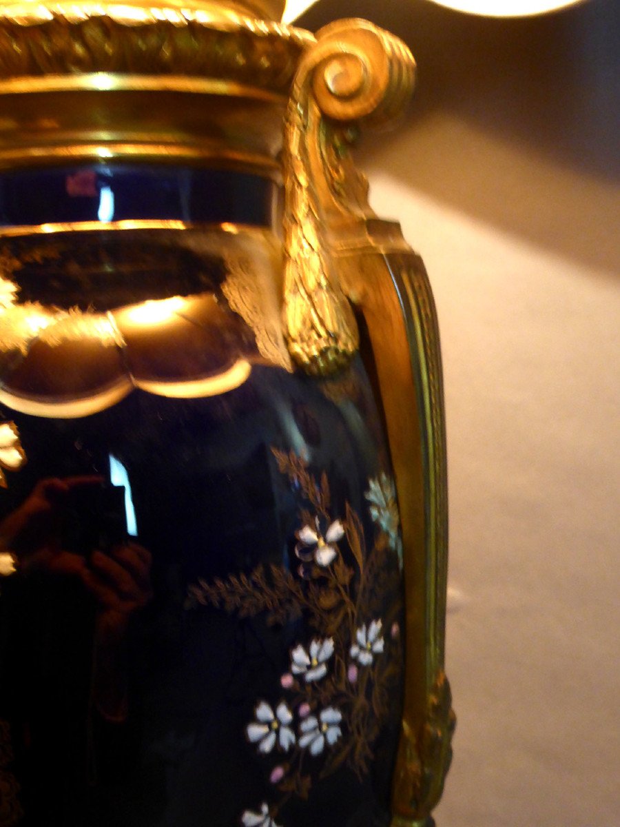 Grande Lampe XIX et sa monture en bronze doré-photo-2