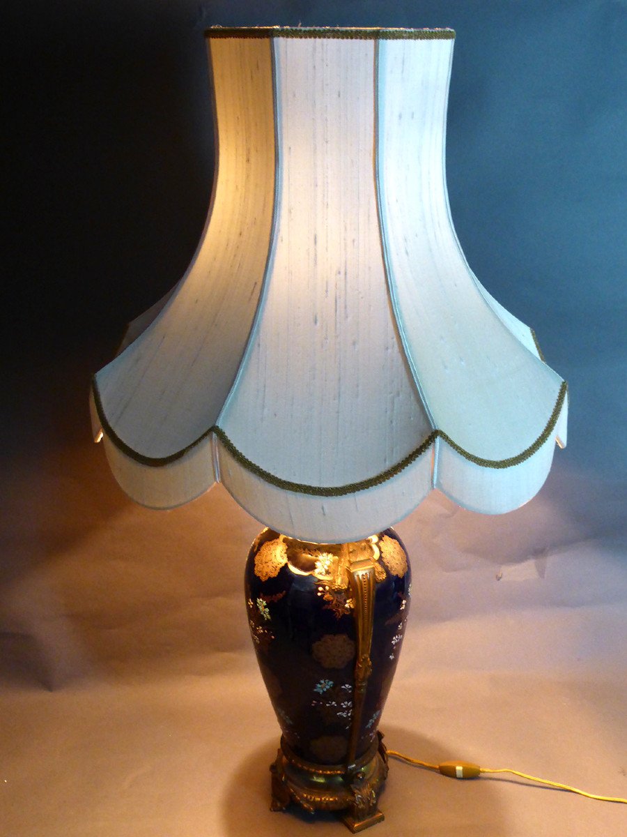 Paire De Lampes XIX montures en bronze doré-photo-6