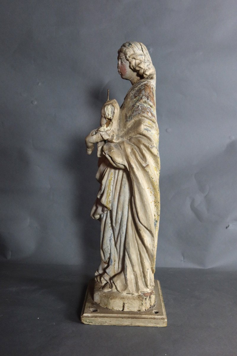 Sculpture "Vierge à l'enfant" fin XVII-photo-4