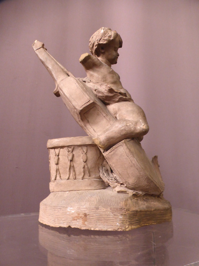 Enfant Au Violoncelle En Terre Cuite -photo-5