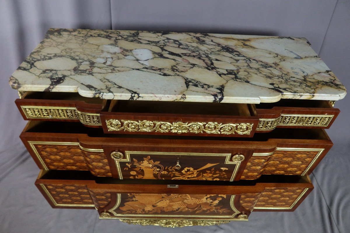 Commode In Marquetry After A Model By Riesener-photo-3