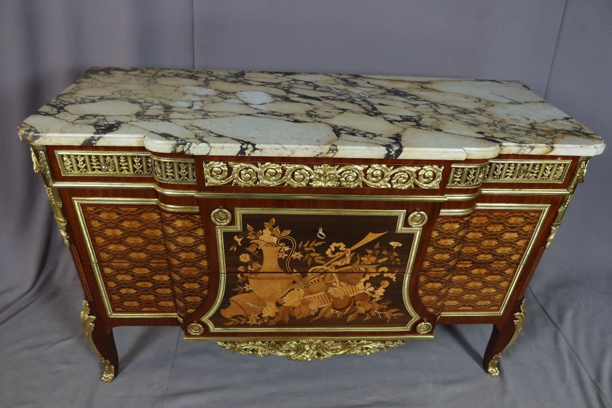 Commode In Marquetry After A Model By Riesener-photo-4