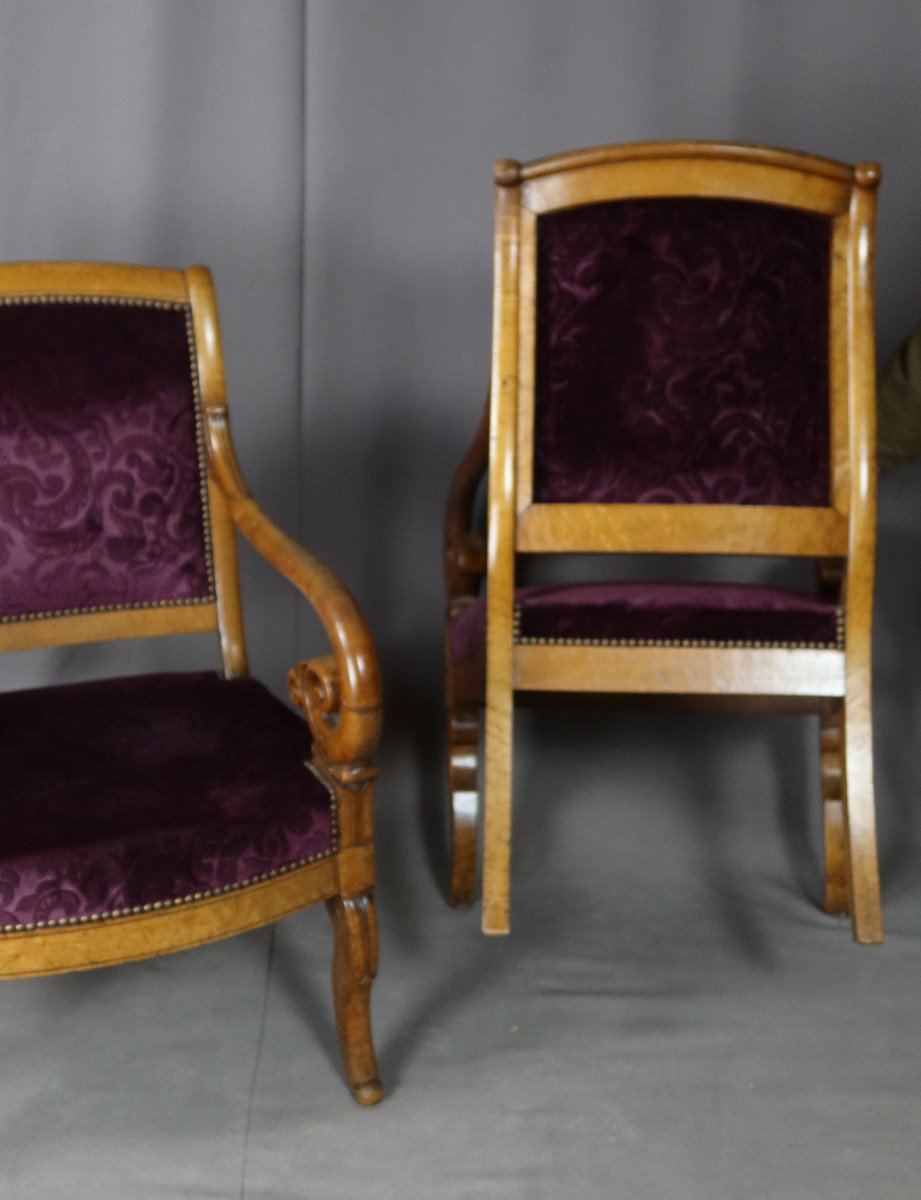 Charles X Armchairs In Speckled Maple-photo-5