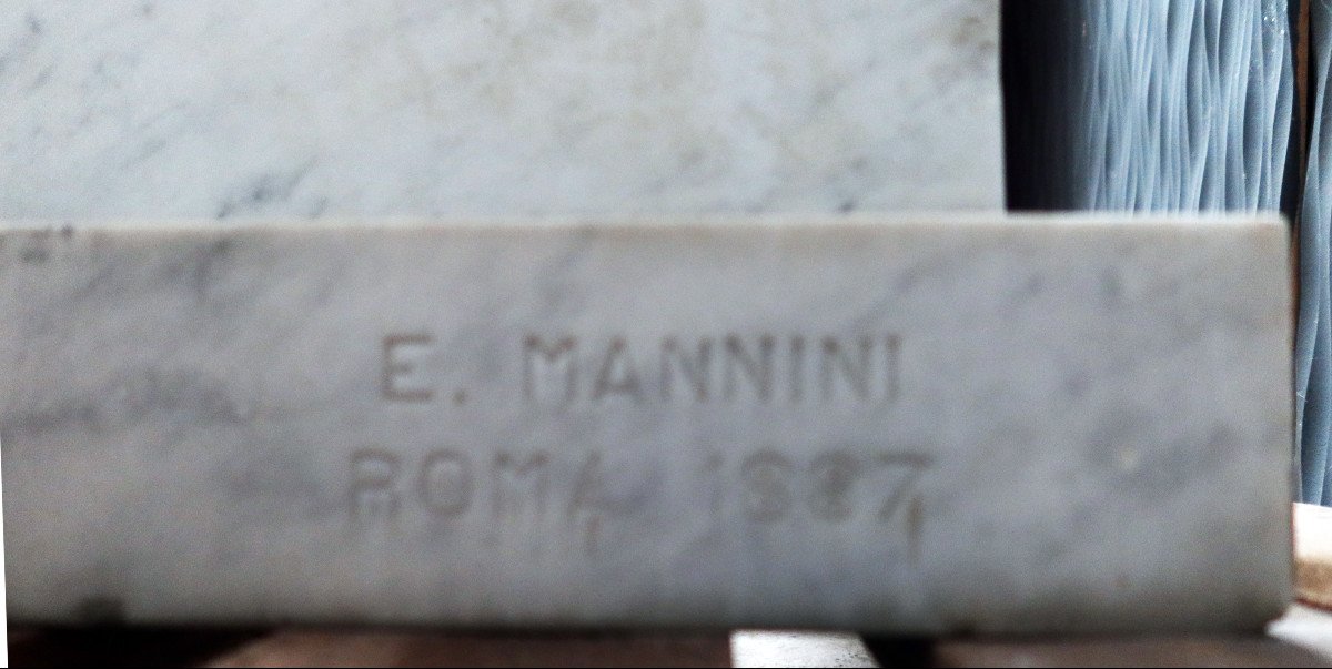 Grande Sculpture En Marbre Signée E.Mannini 1887-photo-2