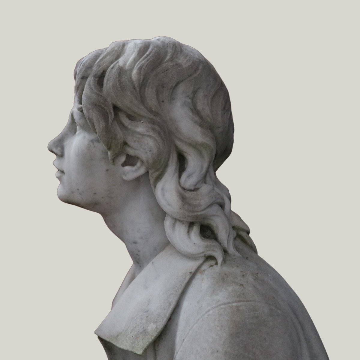 Grande Sculpture En Marbre Signée E.Mannini 1887-photo-3