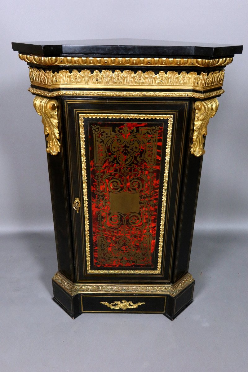 Napoleon III Period Corner In Marquetry From The 19th Century-photo-2