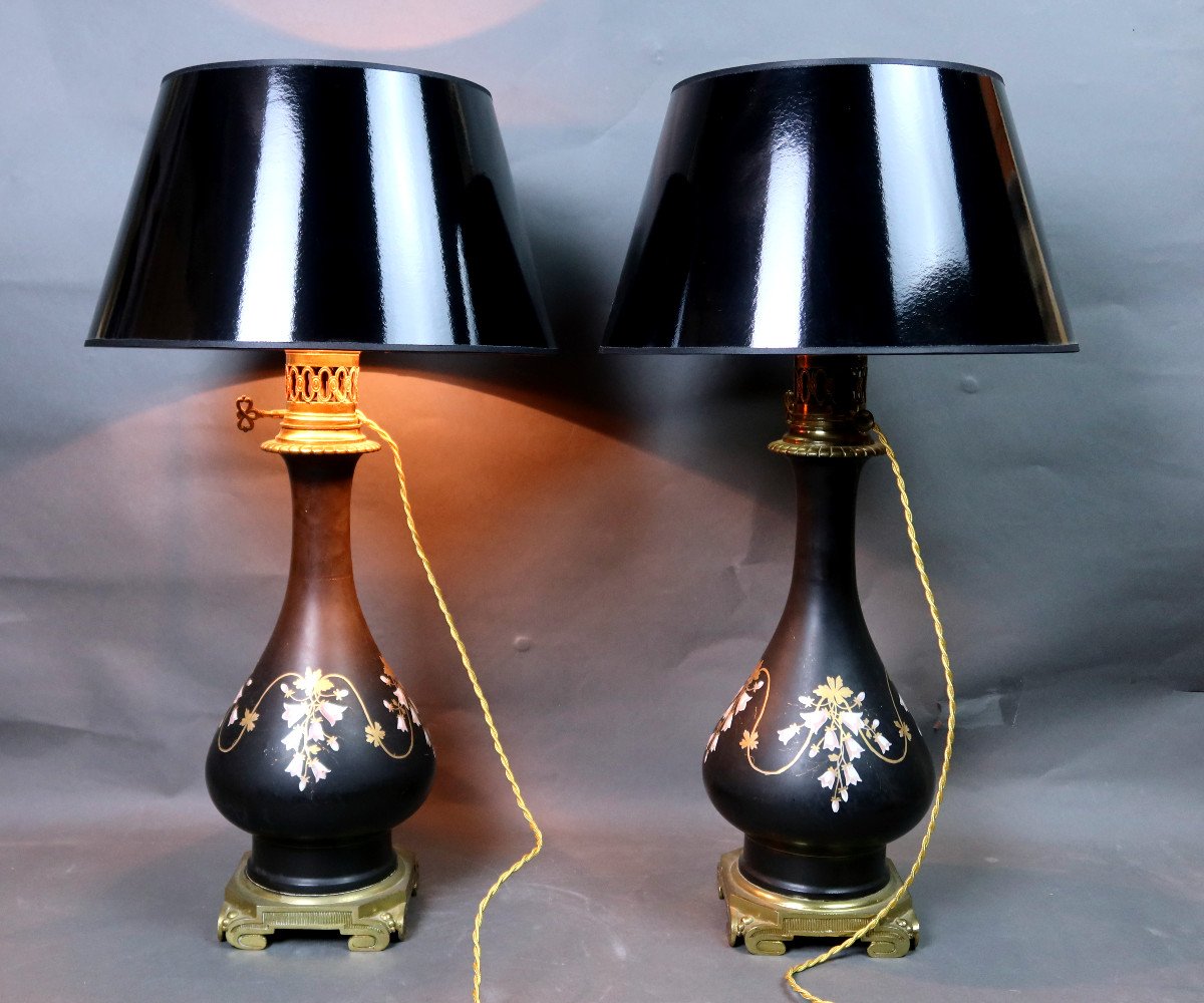 Pair Of Electrified Napoleon III Lamps