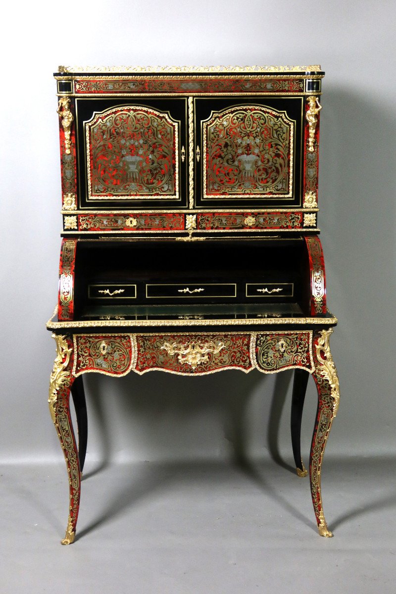 Bureau Bonheur Du Jour Boulle Marquetry XIX-photo-3