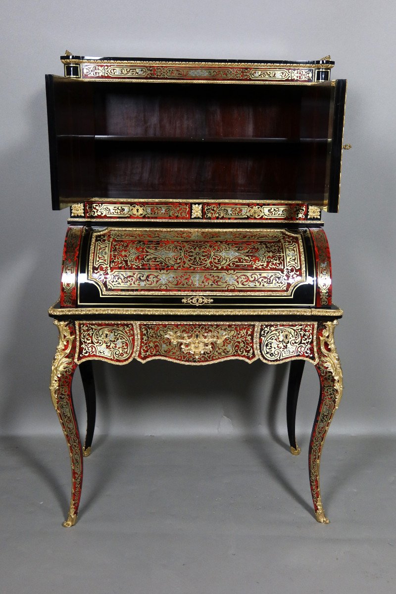 Bureau Bonheur Du Jour Boulle Marquetry XIX-photo-2