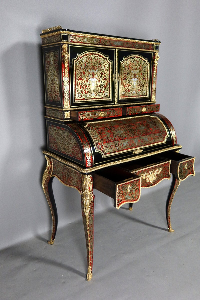 Bureau Bonheur Du Jour Boulle Marquetry XIX-photo-3