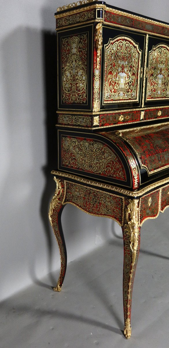 Bureau Bonheur Du Jour Boulle Marquetry XIX-photo-5