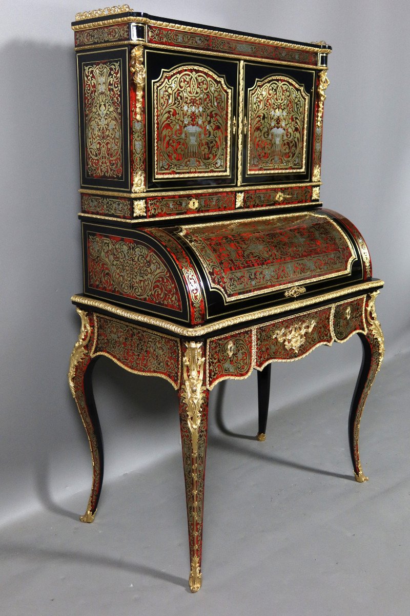 Bureau Bonheur Du Jour Boulle Marquetry XIX