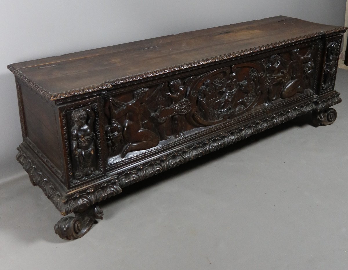 Coffre Cassone En Noyer XIX-photo-5