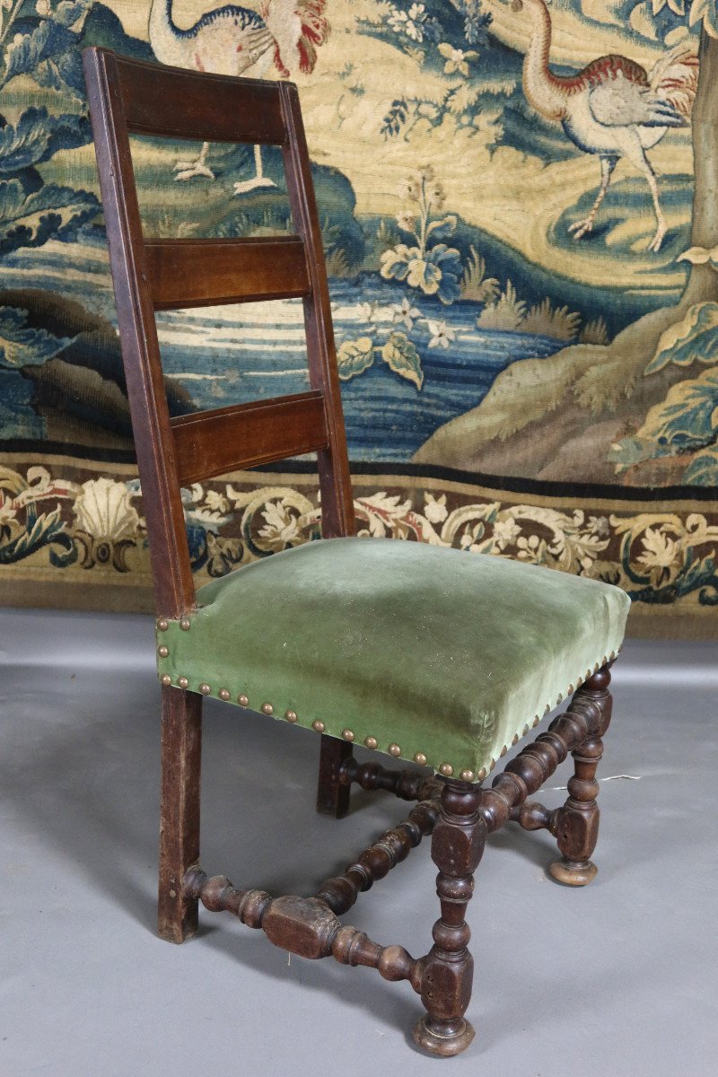 Suite Of Eight Louis XIII Chairs, XVIII Period-photo-2