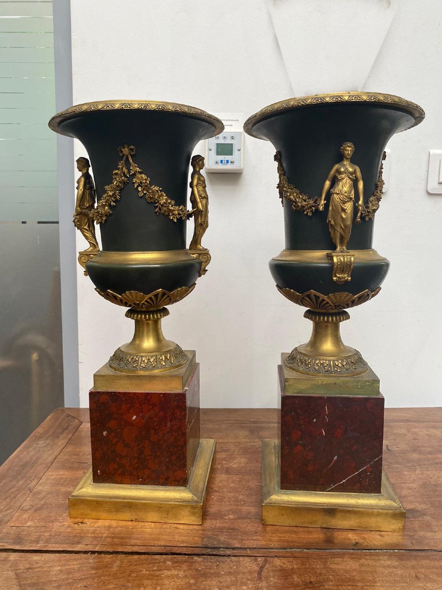 Pair Of 19th Century Medici Vases -photo-1