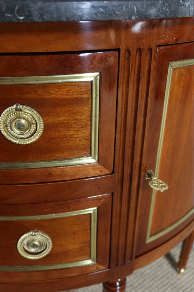 Louis XVI Mahogany Half Moon Commode-photo-2