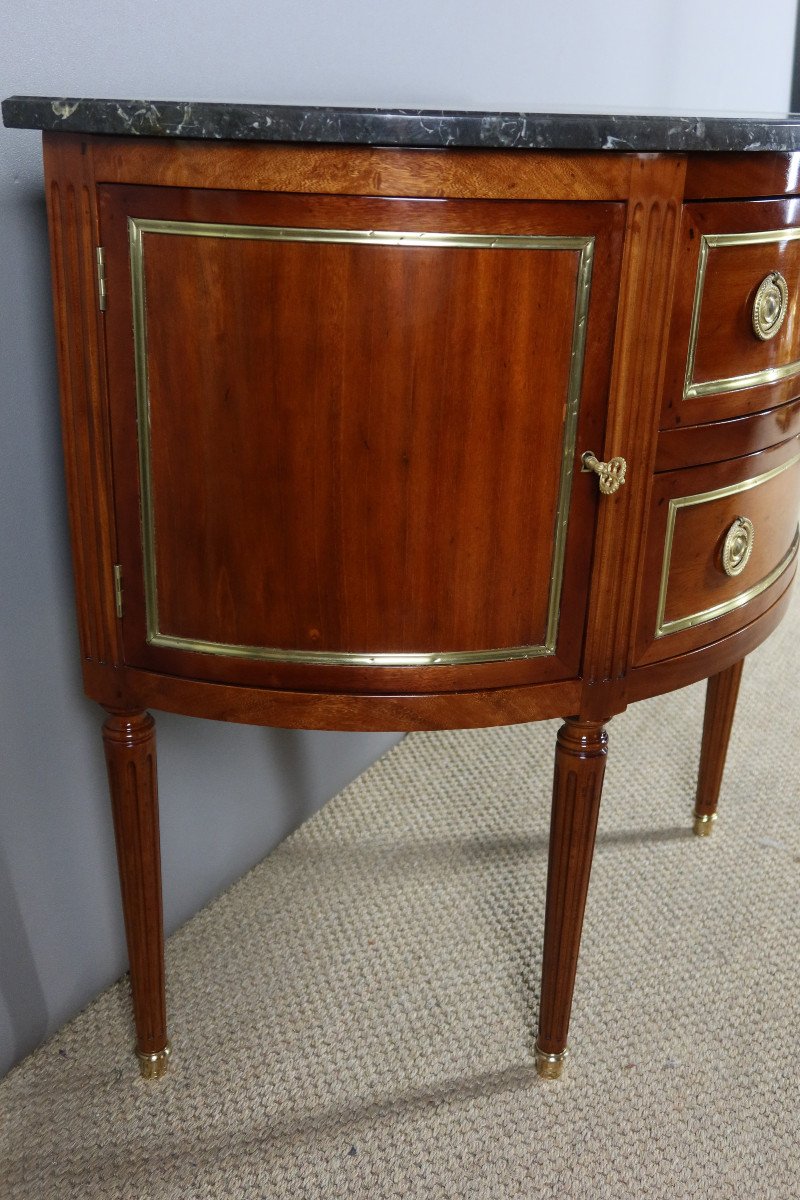 Louis XVI Mahogany Half Moon Commode-photo-3