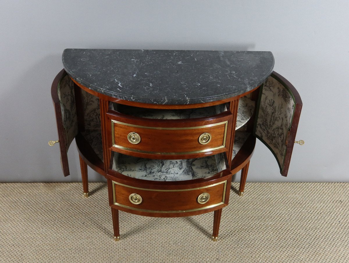 Louis XVI Mahogany Half Moon Commode-photo-3