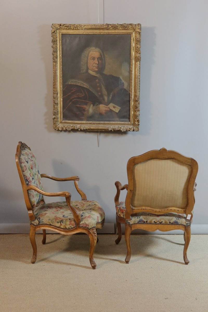 Paire De Fauteuils Louis XV époque XVIIIème Siècle-photo-2