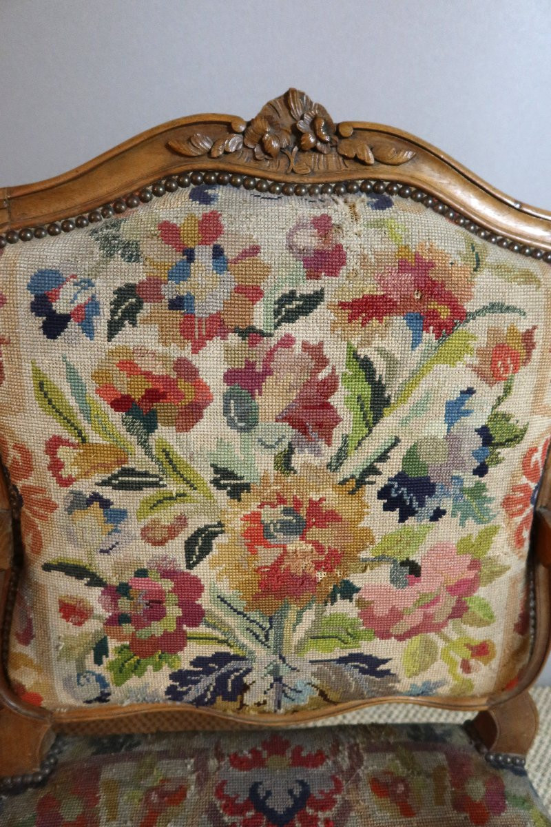 Paire De Fauteuils Louis XV époque XVIIIème Siècle-photo-4