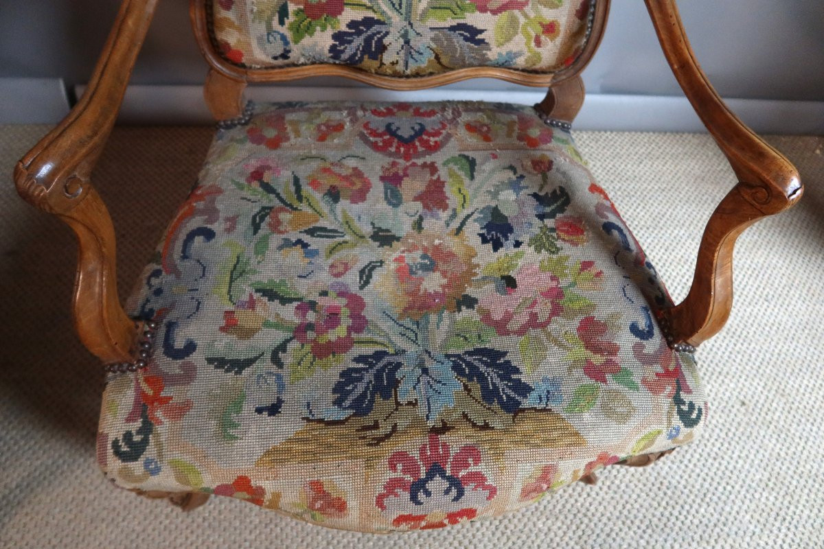 Paire De Fauteuils Louis XV époque XVIIIème Siècle-photo-1