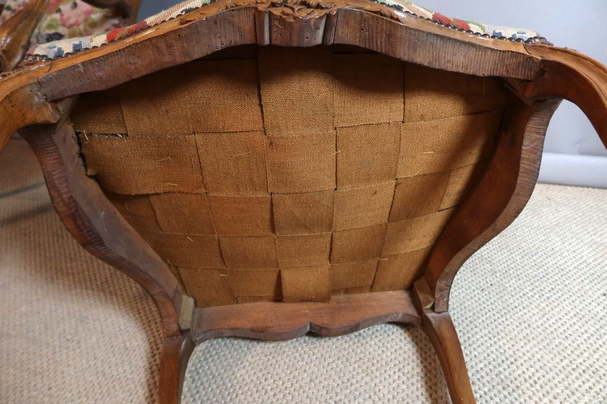 Paire De Fauteuils Louis XV époque XVIIIème Siècle-photo-6