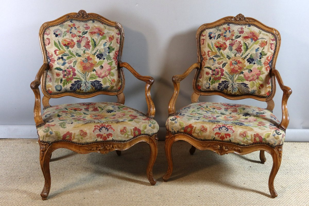 Paire De Fauteuils Louis XV époque XVIIIème Siècle-photo-8