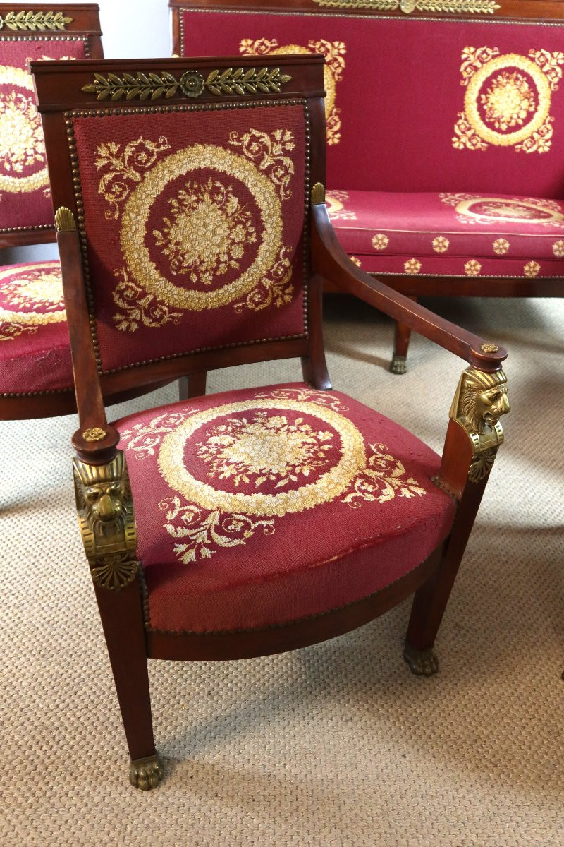 19th Century Empire Mahogany Living Room-photo-4