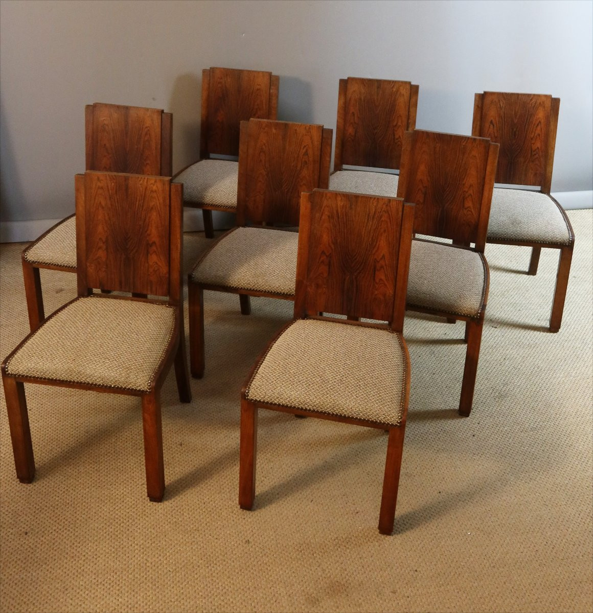 Set Of Eight Art Deco Chairs-photo-8