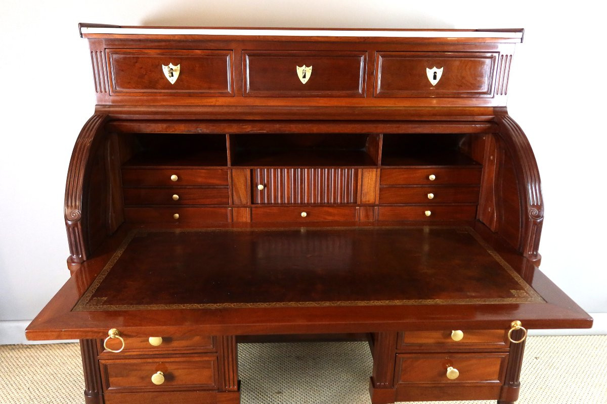 Bureau cylindre en acajou style Louis XVI époque XIXème siècle-photo-3