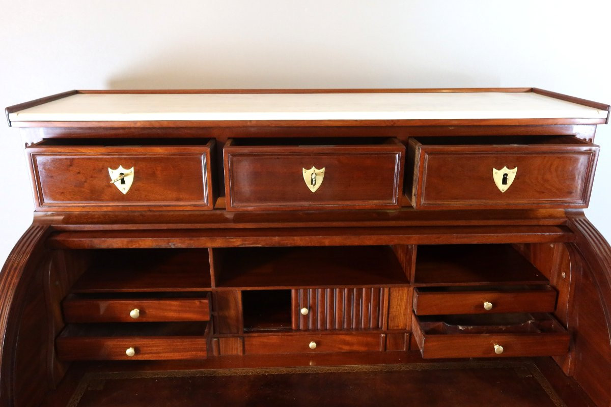 Bureau cylindre en acajou style Louis XVI époque XIXème siècle-photo-4