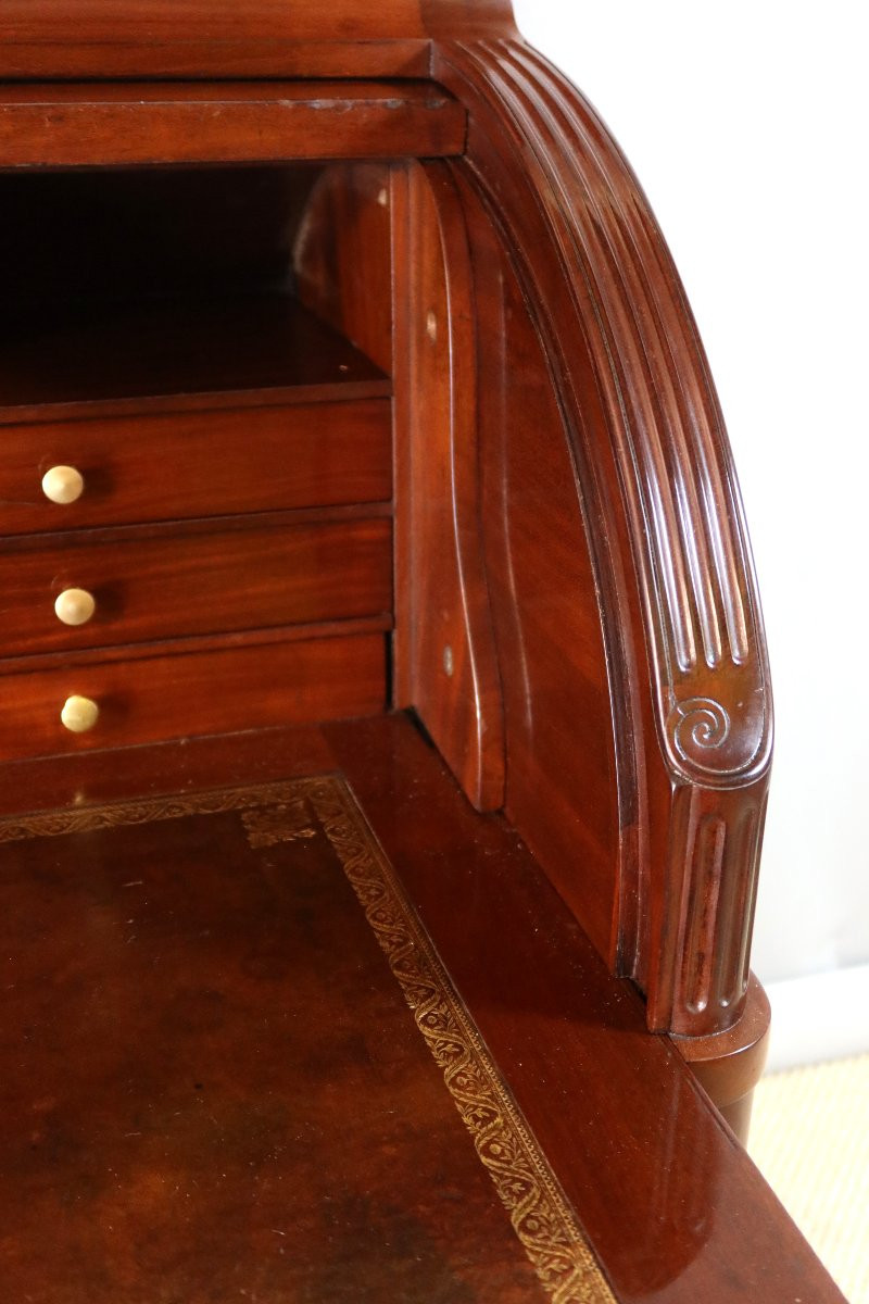 Bureau cylindre en acajou style Louis XVI époque XIXème siècle-photo-7