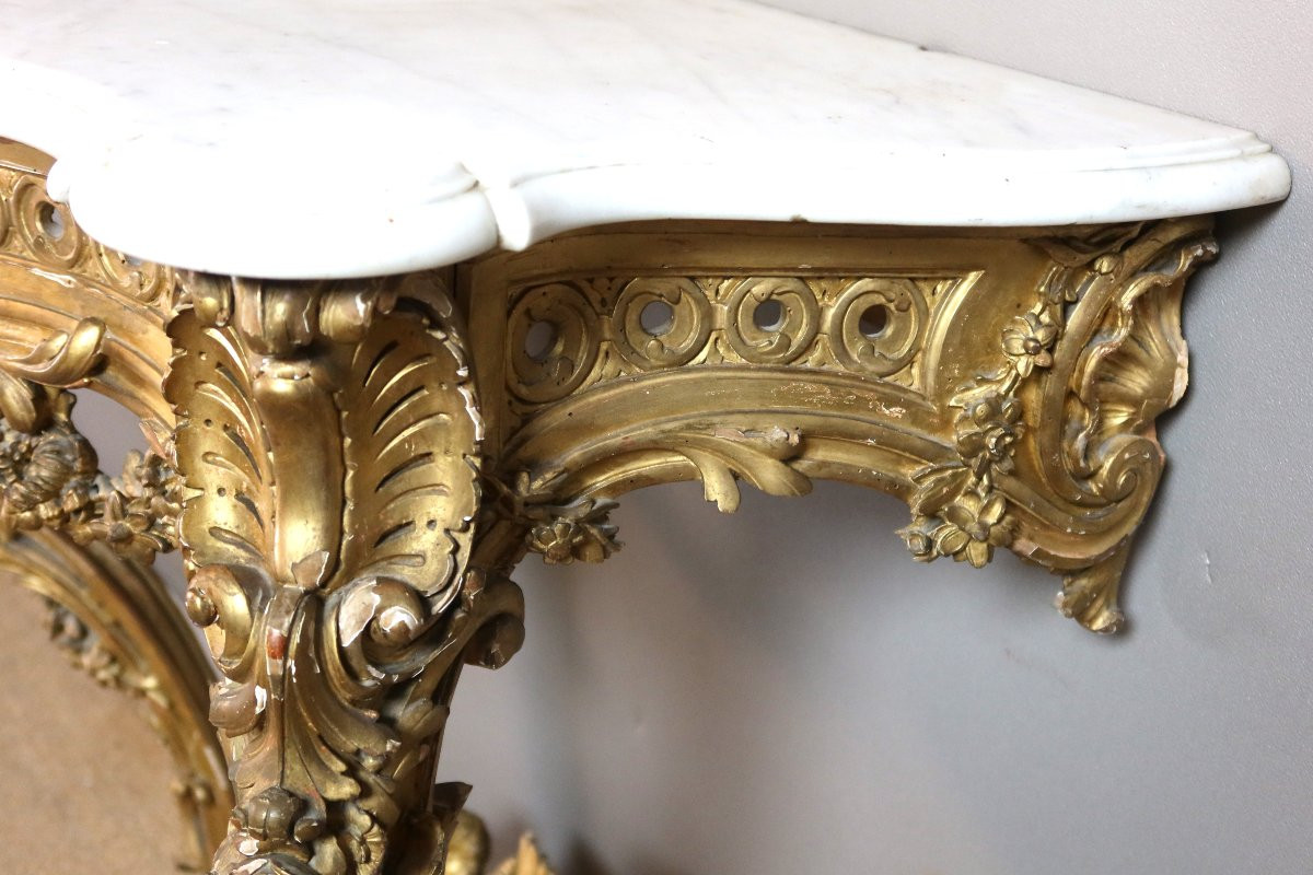 Louis XV Style Gilded Console, 19th Century-photo-2