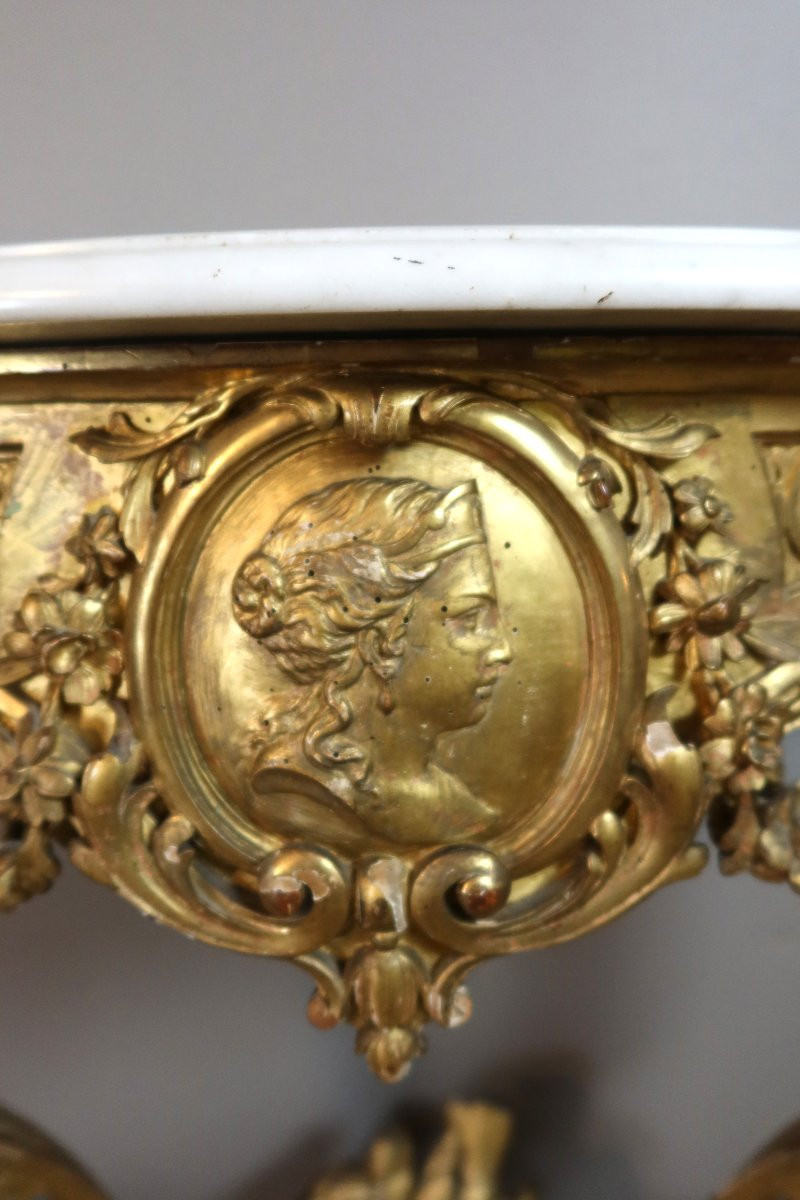 Louis XV Style Gilded Console, 19th Century-photo-3