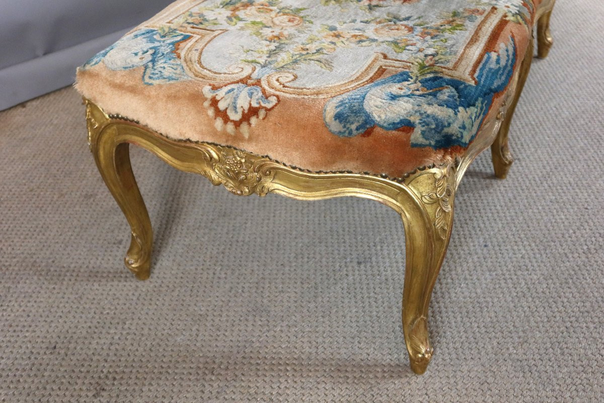Grande banquette en bois doré style Louis XV-photo-3