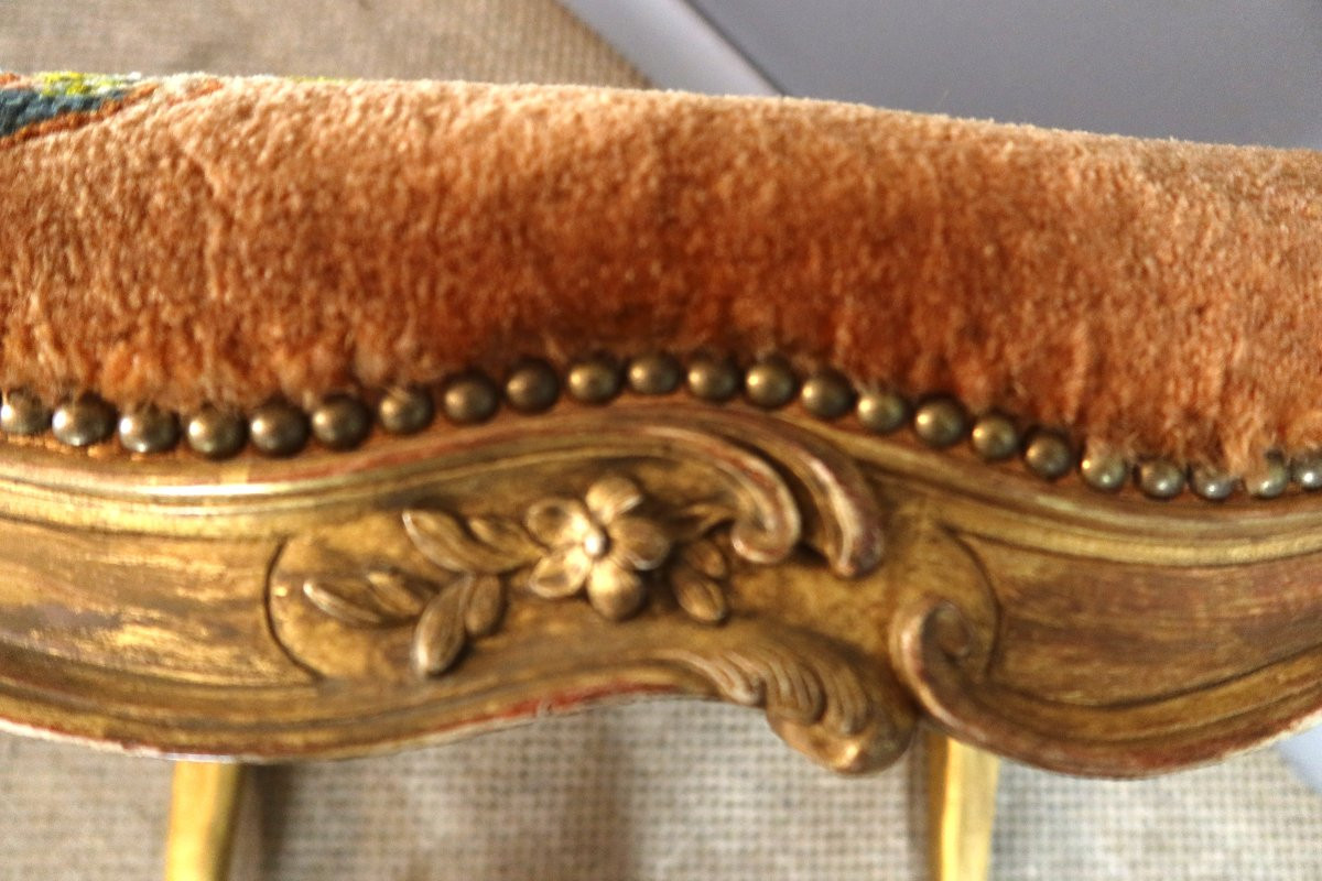 Grande banquette en bois doré style Louis XV-photo-5