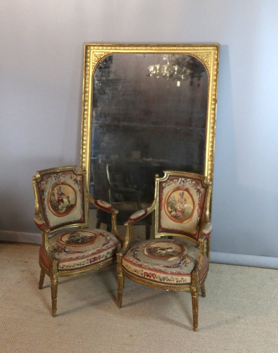 Large Late 18th Century Directoire Mirror-photo-2