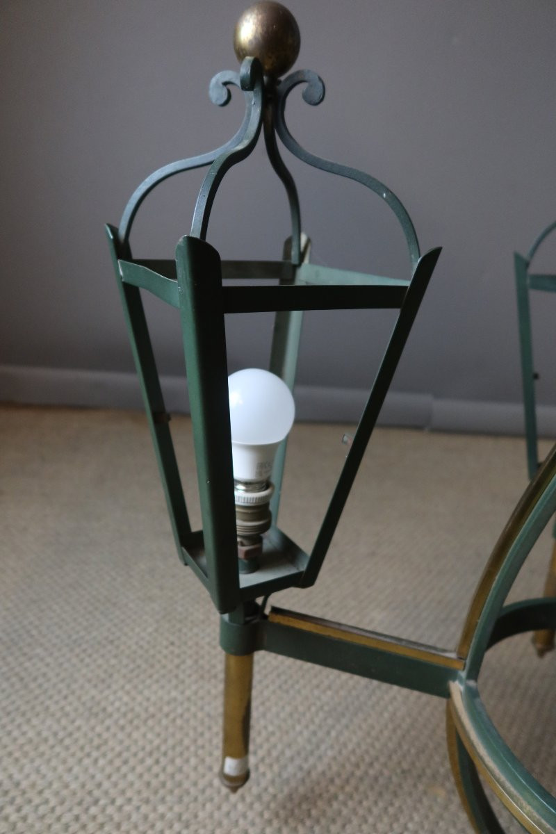 Iron And Bronze Lantern Chandelier-photo-2