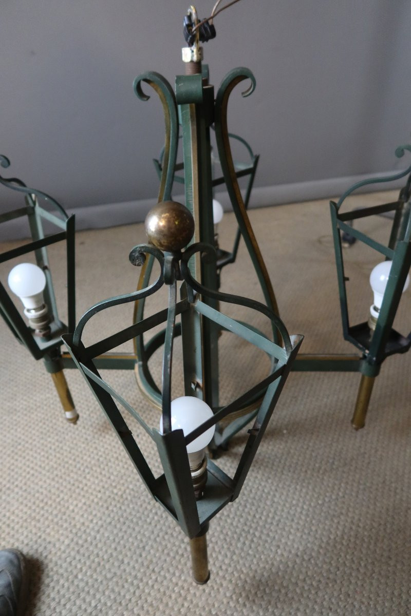 Iron And Bronze Lantern Chandelier-photo-1