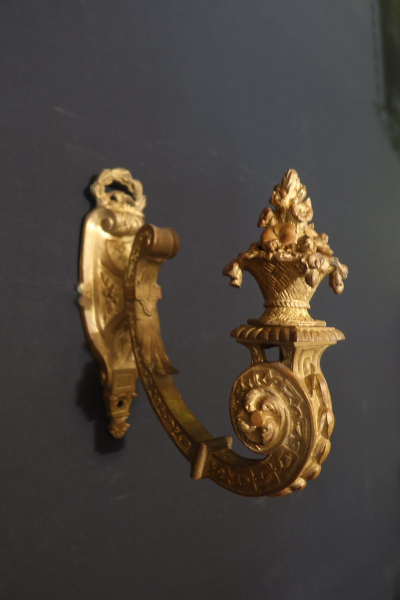 Paire d'embrasses de rideaux en bronze -photo-6