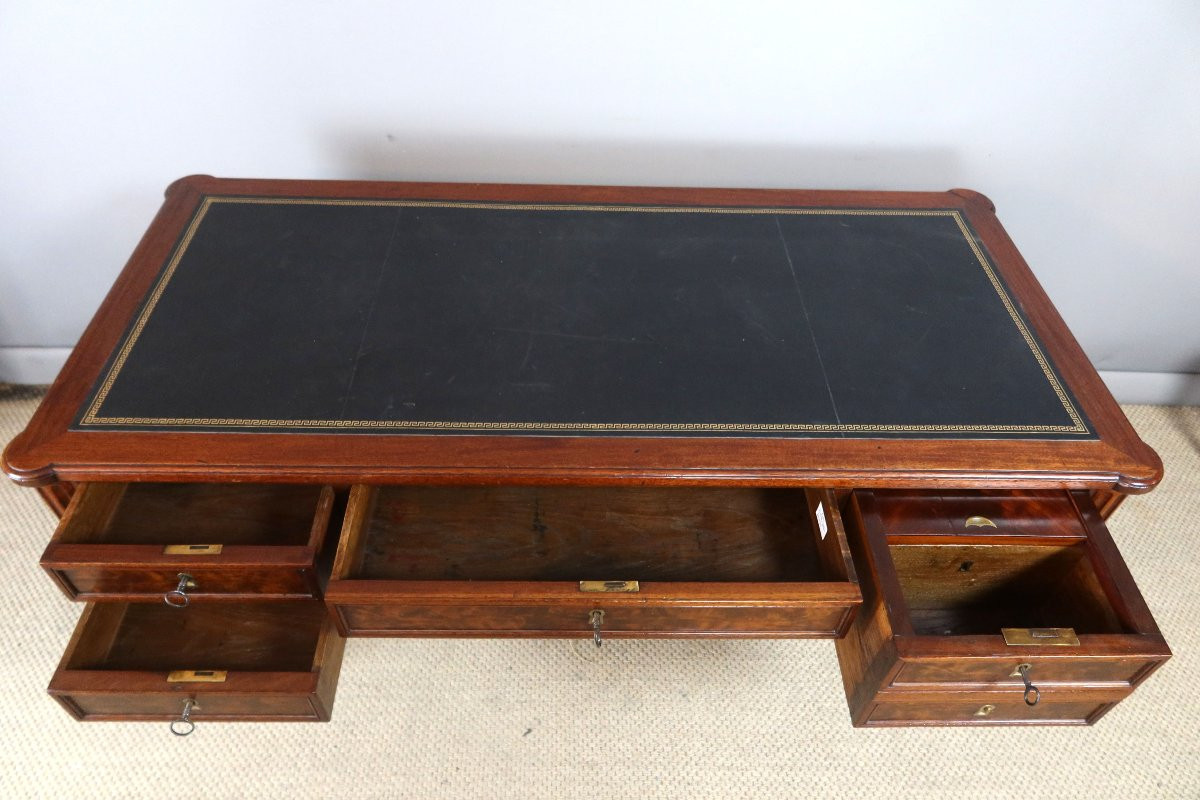 Louis XVI Mahogany Desk, Mid-19th Century-photo-3