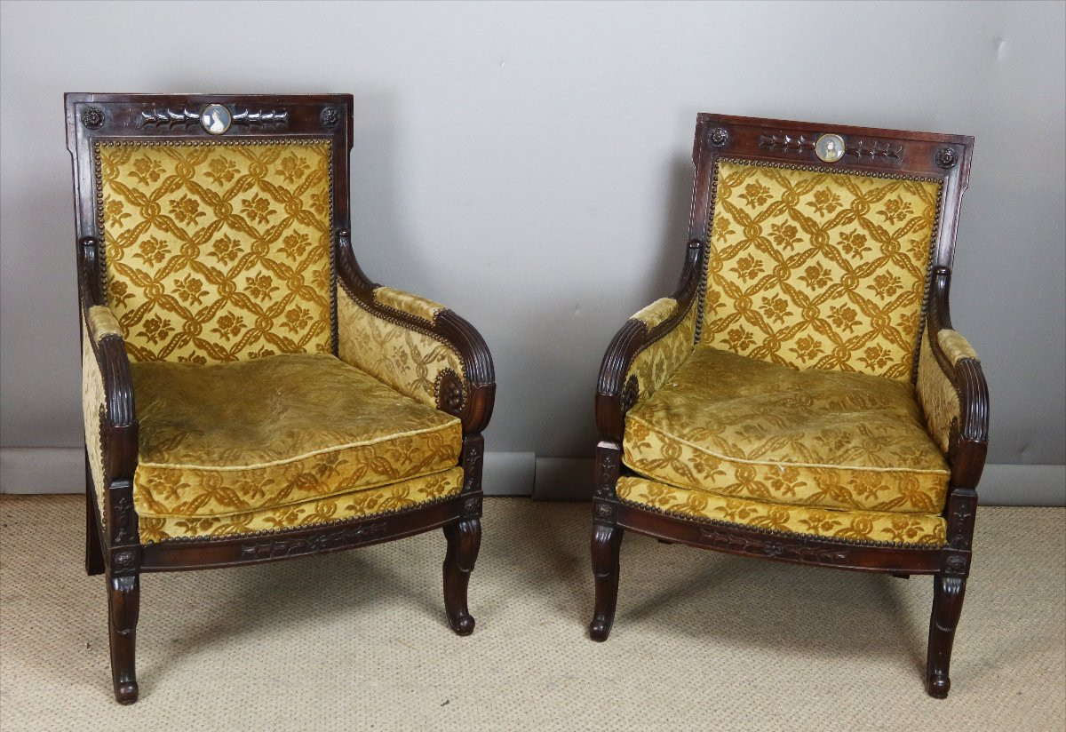 Paire de bergères style Empire-photo-2