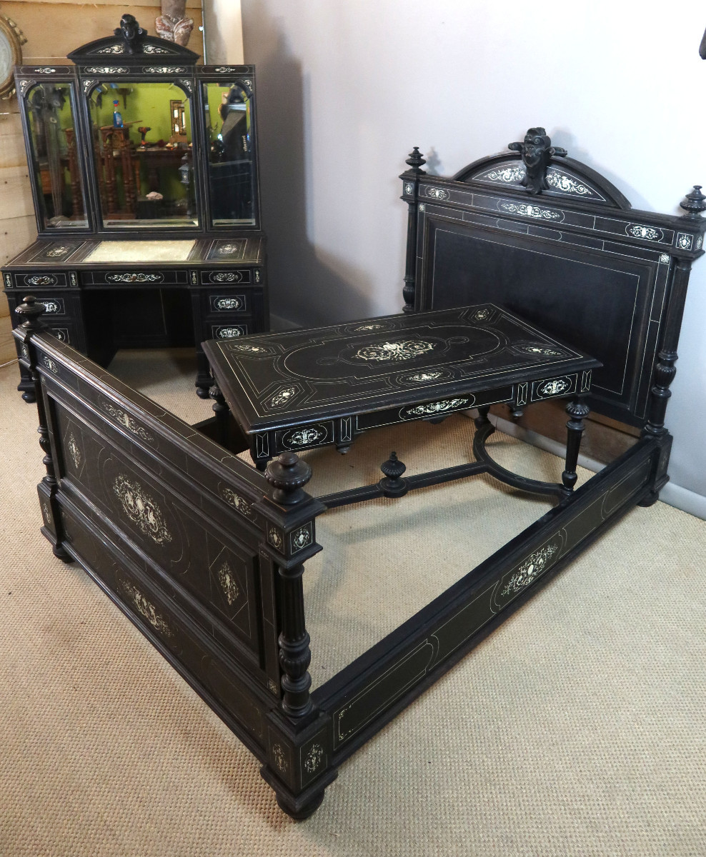 Bedroom, Bed, Dressing Table And Table From The Napoleon III Period
