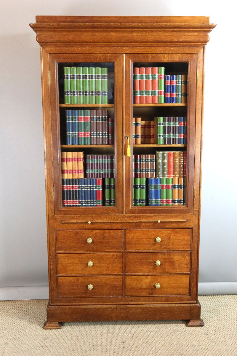 Bibliothèque en chêne XIXème siècle-photo-4