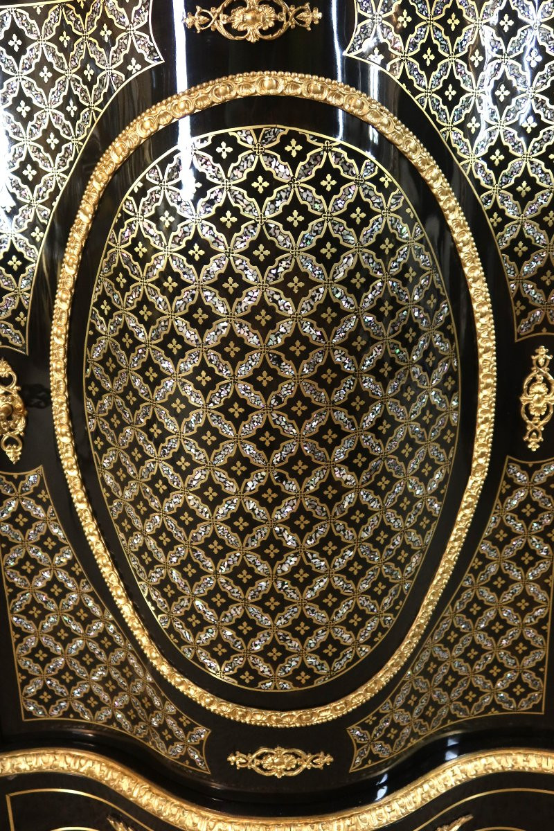 Buffet d'appui en marqueterie de bronze et de nacre Napoléon III-photo-2