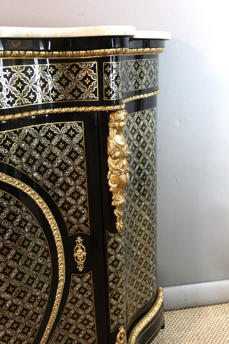 Buffet d'appui en marqueterie de bronze et de nacre Napoléon III-photo-4
