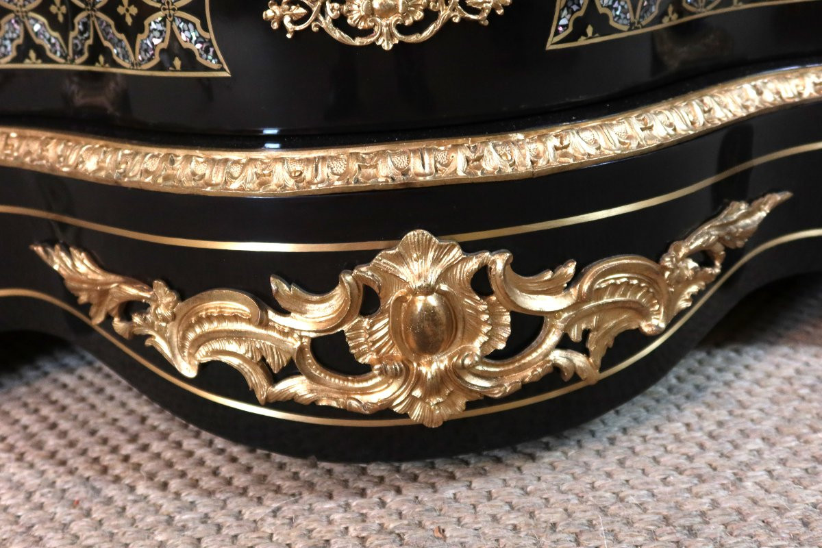 Buffet d'appui en marqueterie de bronze et de nacre Napoléon III-photo-5