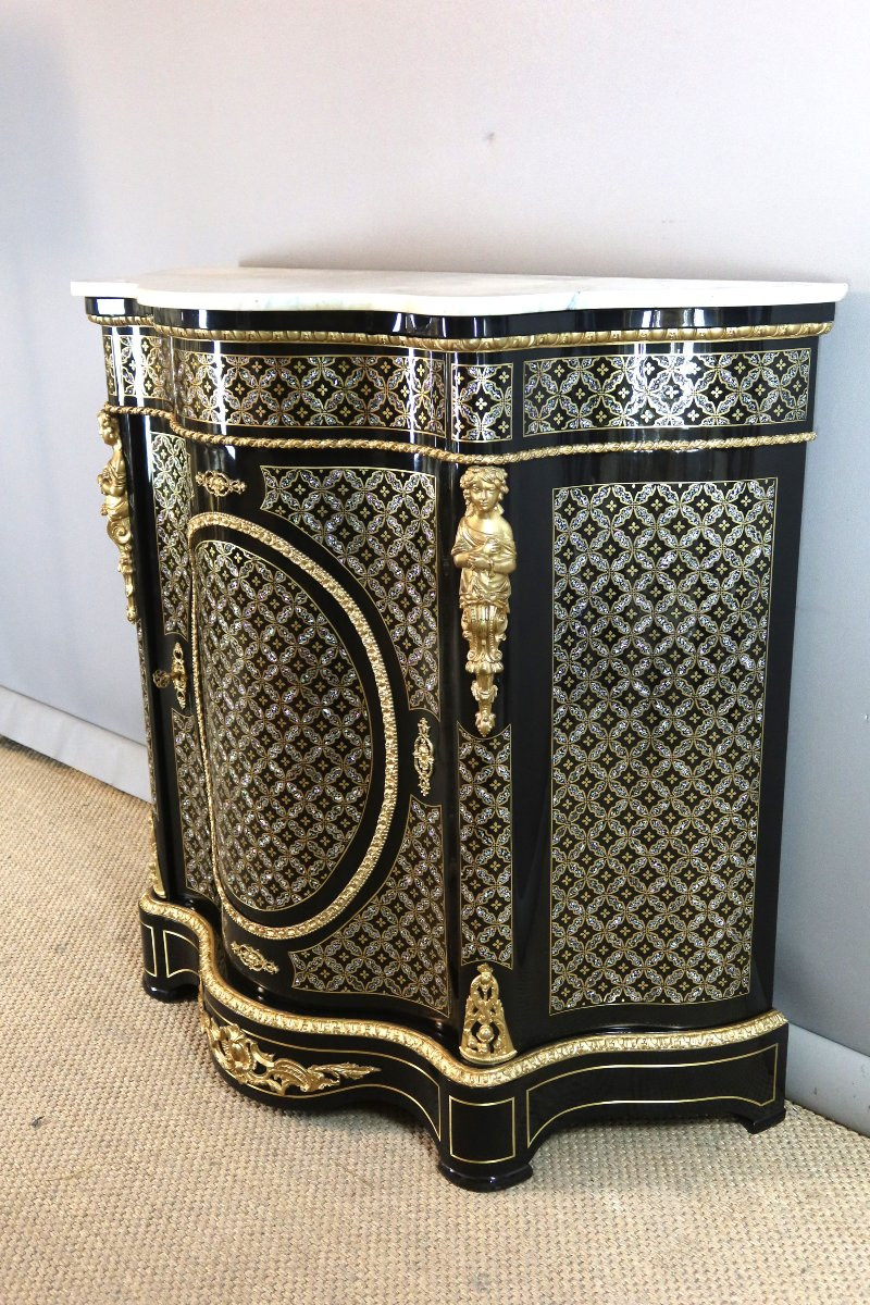 Buffet d'appui en marqueterie de bronze et de nacre Napoléon III-photo-6